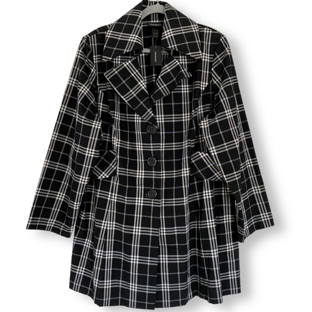 Lane Bryant Black and White Plaid Coat